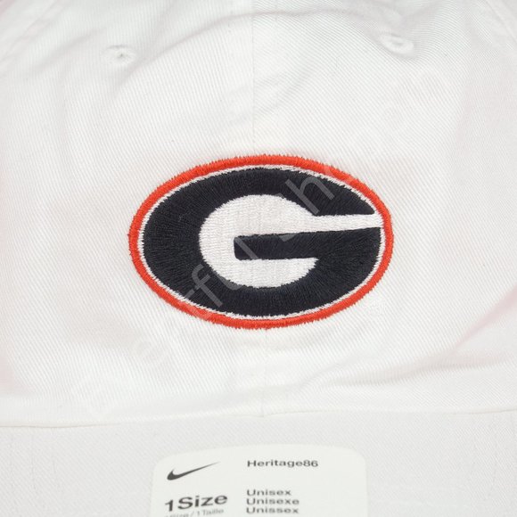 Nike Heritage86 Georgia Bulldogs Football 6 Panel Adjustable Hat in White - Picture 6 of 12